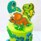 Dinosaur cookie topper cake!