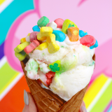 Lucky Charms ice cream covered in Lucky Charms marshmallows!