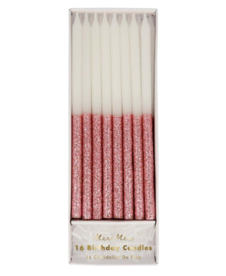Dusky Pink Glitter Dipped Candles 1
