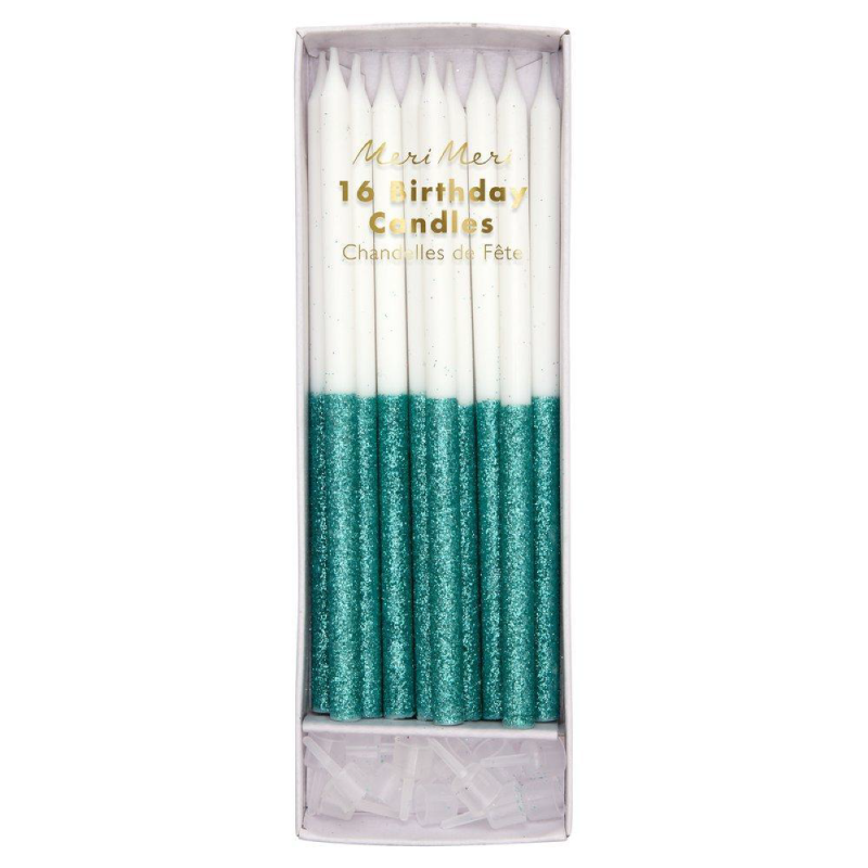Green Glitter Dipped Candles 1