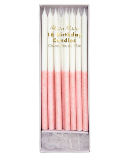 Pale Pink Glitter Dipped Candles 1